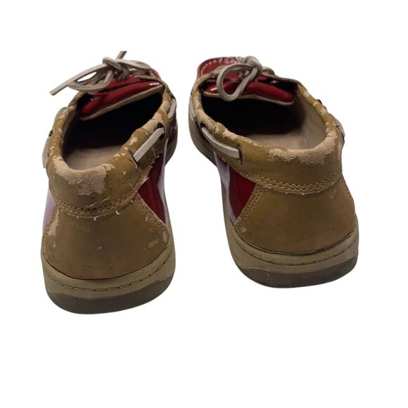 Croft & Barrow Womens 8 Classic Round Toe Red Tan Slip On Eyelet Boat Shoes - Picture 5 of 7